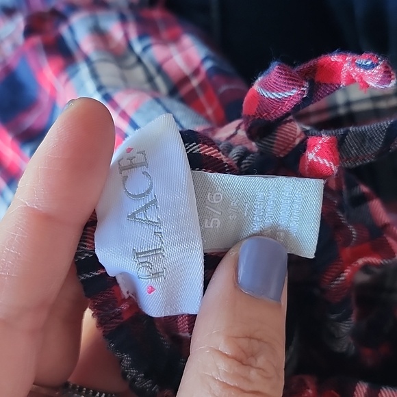 Girls Plaid Twill Tiered Dress - Ruby - Picture 3 of 4